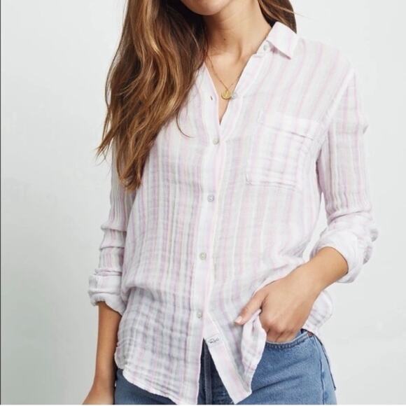 Rails Charli Striped Button-Up Women’s Top Size Small - Picture 2 of 11
